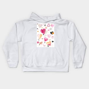 Pretty pink and golden watercolor hearts pattern Kids Hoodie